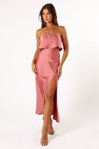 Vienna Strapless Midi Dress - Dusty Rose