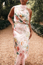 Anabelle Halter Neck Midi Dress - Pink Floral